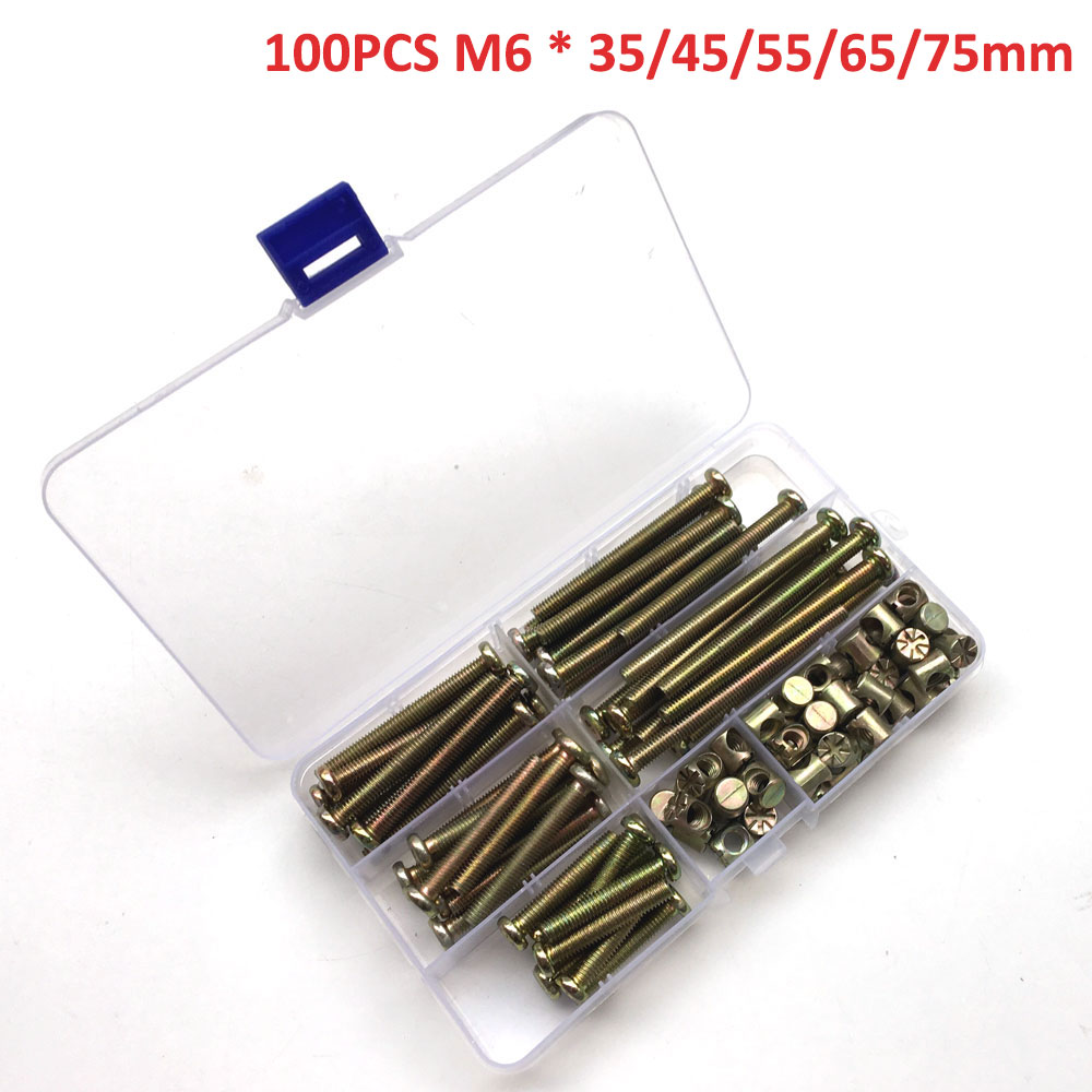 Furniture Hardware Barrel Nut - 100 шт. M6 бочковая дюбель-гайка, оцинкованная