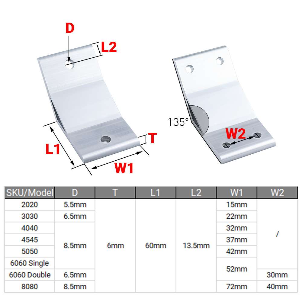 4 шт./лот, 135 градусов, 2020  – обзор и цена Corner Bracket Angle